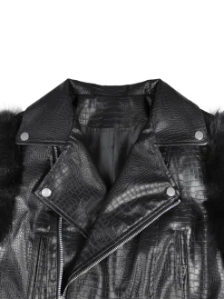 PU Leather Patchwork Moto Jacket