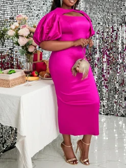 Puff Sleeve Hollow Out Party Dress