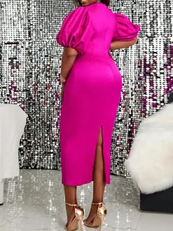 Puff Sleeve Hollow Out Party Dress