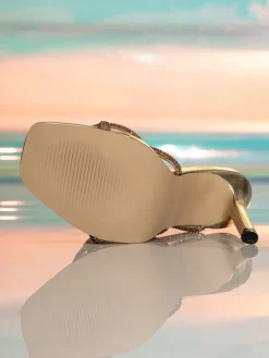 Rhinestone Ankle-Wrap High Heel Sandals