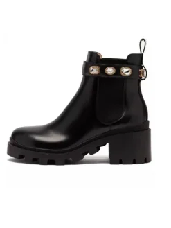 Rhinestone Buckle Platform Chelsea Ankle Boots