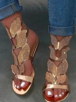 Rhinestone Butterfly Flat Sandal