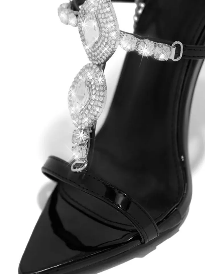 Rhinestone Chain Strap Stiletto Heels