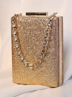 Rhinestone Glitter Chain Cuboid Handbag