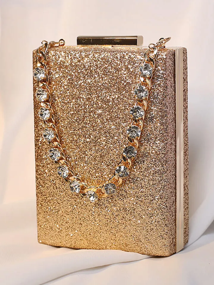 Rhinestone Glitter Chain Cuboid Handbag