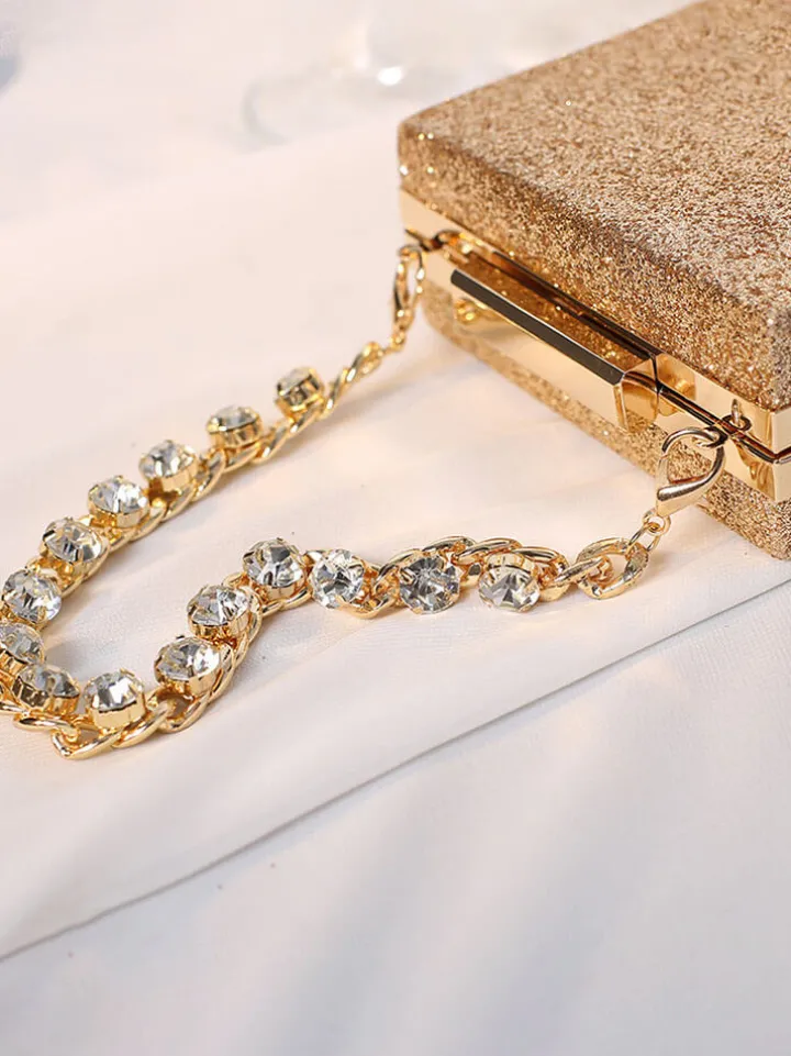 Rhinestone Glitter Chain Cuboid Handbag