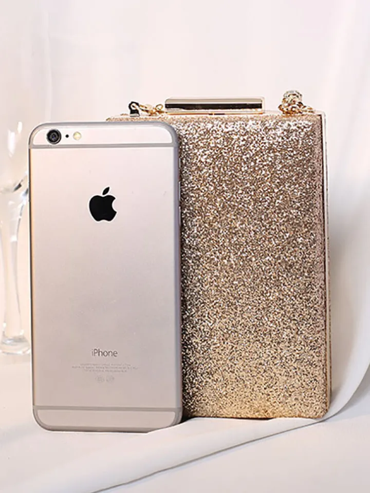 Rhinestone Glitter Chain Cuboid Handbag