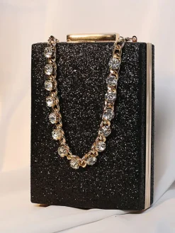 Rhinestone Glitter Chain Cuboid Handbag