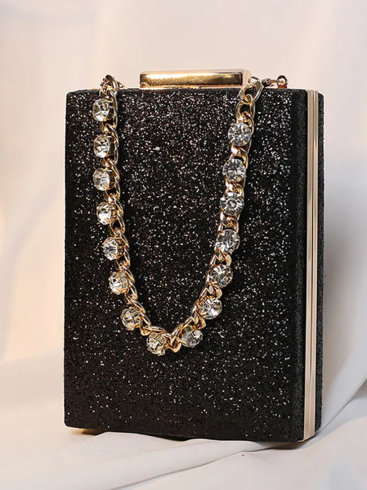 Rhinestone Glitter Chain Cuboid Handbag