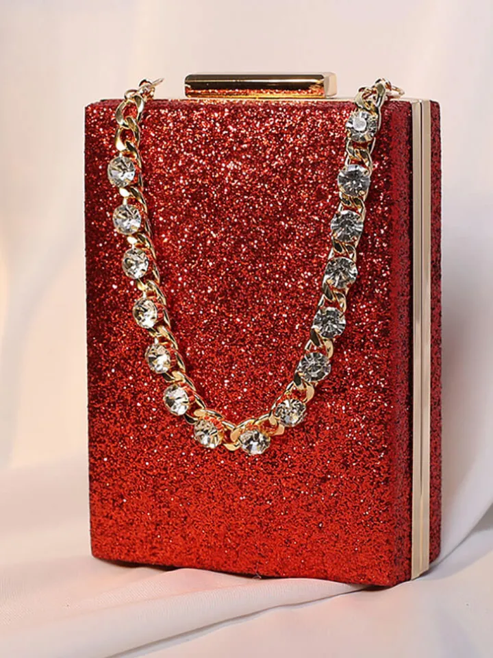 Rhinestone Glitter Chain Cuboid Handbag