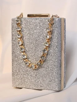 Rhinestone Glitter Chain Cuboid Handbag
