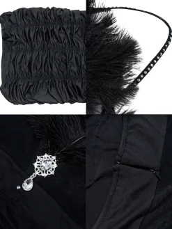 Rhinestone Halter Feather Patchwork Mini Dress