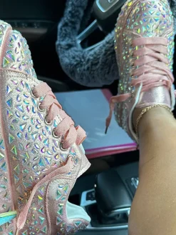 Rhinestone Lace-Up Chunky Sneaker
