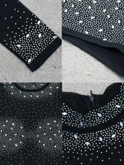 Rhinestone Long Sleeve Bodycon Jumpsuit