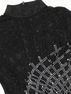 Rhinestone Mesh Maxi Split Dress