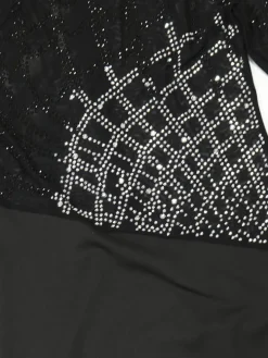 Rhinestone Mesh Maxi Split Dress