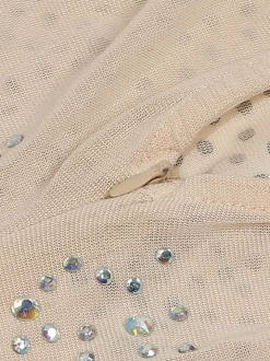 Rhinestone Mesh Patchwork Zip Up Short Jumpsuit