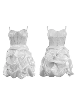 Rhinestone Spaghetti Strap Tulle Layered Dress