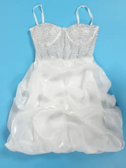 Rhinestone Spaghetti Strap Tulle Layered Dress