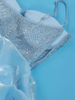 Rhinestone Spaghetti Strap Tulle Layered Dress