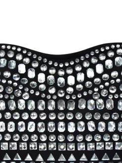 Rhinestone Spaghetti Strap Dress with Gloves