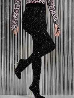 Rhinestone Stiletto Pointed Toe Pants Boots