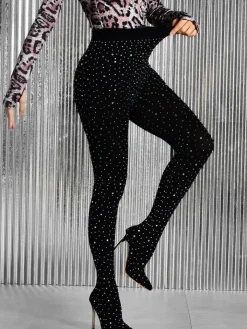 Rhinestone Stiletto Pointed Toe Pants Boots