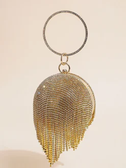 Rhinestone Tassel Clutch Handbag
