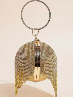 Rhinestone Tassel Clutch Handbag
