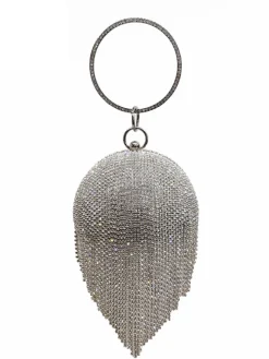 Rhinestone Tassel Clutch Handbag
