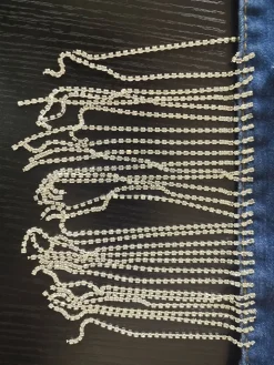 Rhinestone Tassel Patchwork Denim Bodycon Shorts