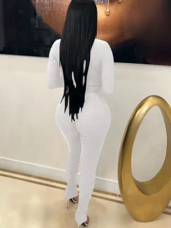 Rhinestone Two-Piece Heart Hollow-Out Pants Set