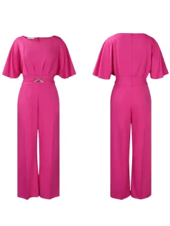 Round Neck Solid Color Wide-Leg Jumpsuit