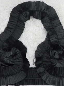 Ruffle Hem Top Ruched Slit Skirt Set