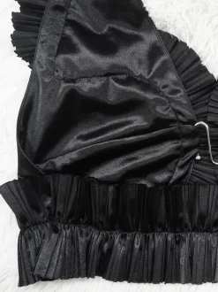 Ruffle Hem Top Ruched Slit Skirt Set