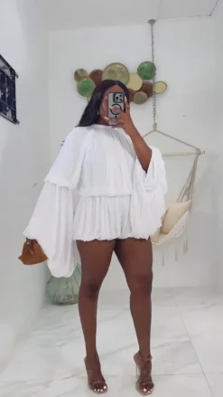 Ruffle Lantern Sleeve Top Shorts Set