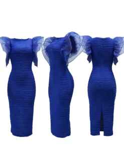 Ruffle Sleeve Patchwork Midi Dress