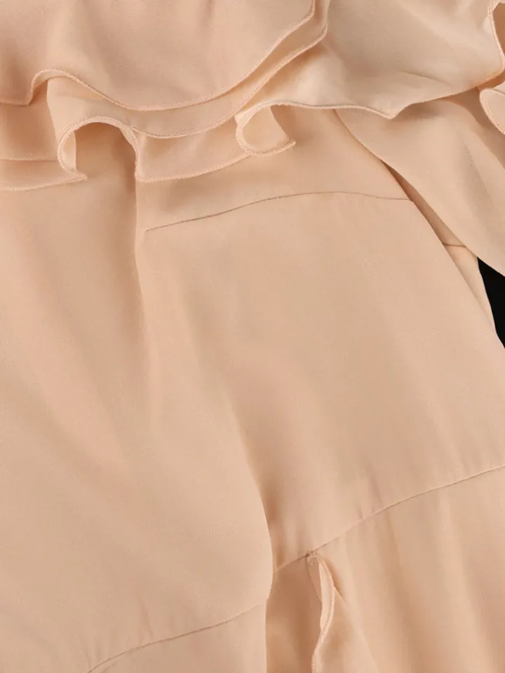 Ruffled Off-Shoulder Pleated Maxi Dress