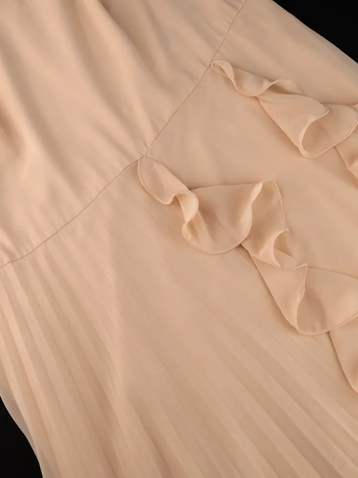 Ruffled Off-Shoulder Pleated Maxi Dress