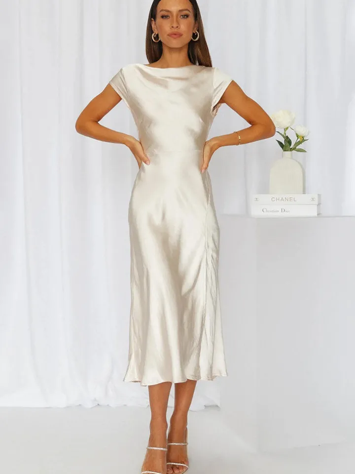 Satin Sleeveless Blackless Midi Dress