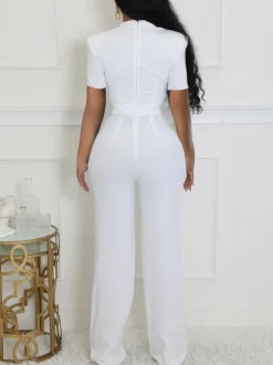 Scarf Neck Belted Wide Leg Jumpsuit