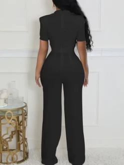 Scarf Neck Belted Wide Leg Jumpsuit