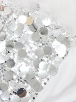 Sequin Halter Backless Feather Trim Dress