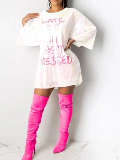 Sequin Letter Print Mini Dress