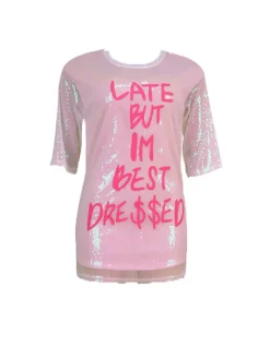 Sequin Letter Print Mini Dress