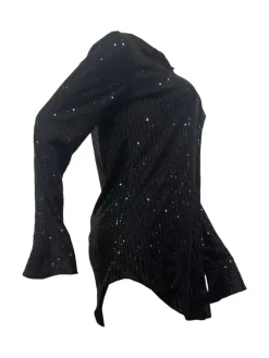 Sequin Loose Flare Sleeve Shirt Mini Dress