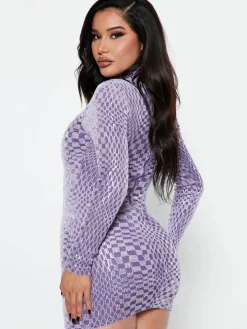 Sequin Patchwork Long Sleeve Mini Dress