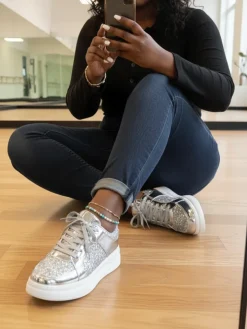 Sequin Platform Sneakers