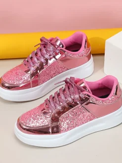 Sequin Platform Sneakers