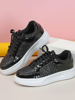 Sequin Platform Sneakers